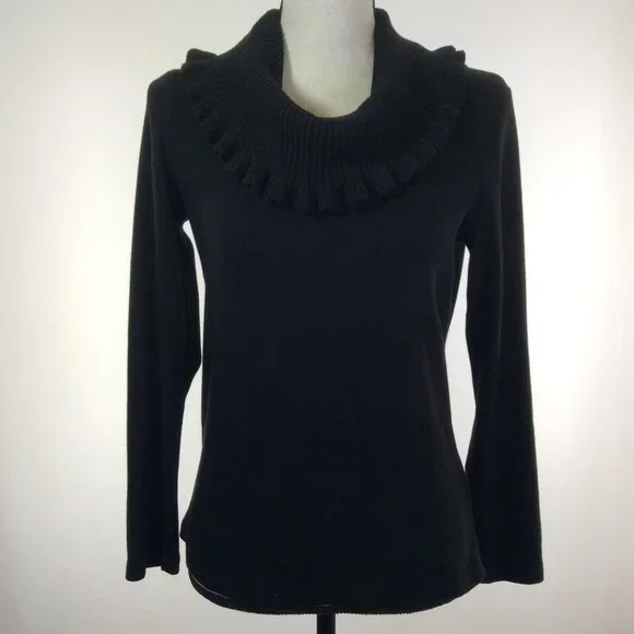 RAFAELLA Womens Top Size Medium Black Long Sleeve - Picture 3 of 12